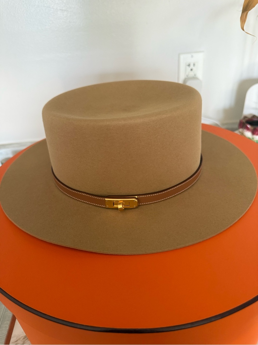 Hermes Hampton Hat with Kelly Belt in Gold